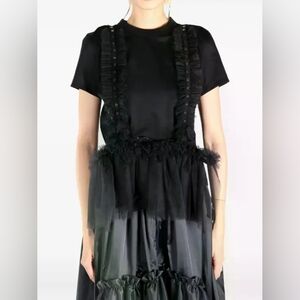 NOIR KEI NINOMIYA Tulle Detailing T Shirt Black Size S Org $988
